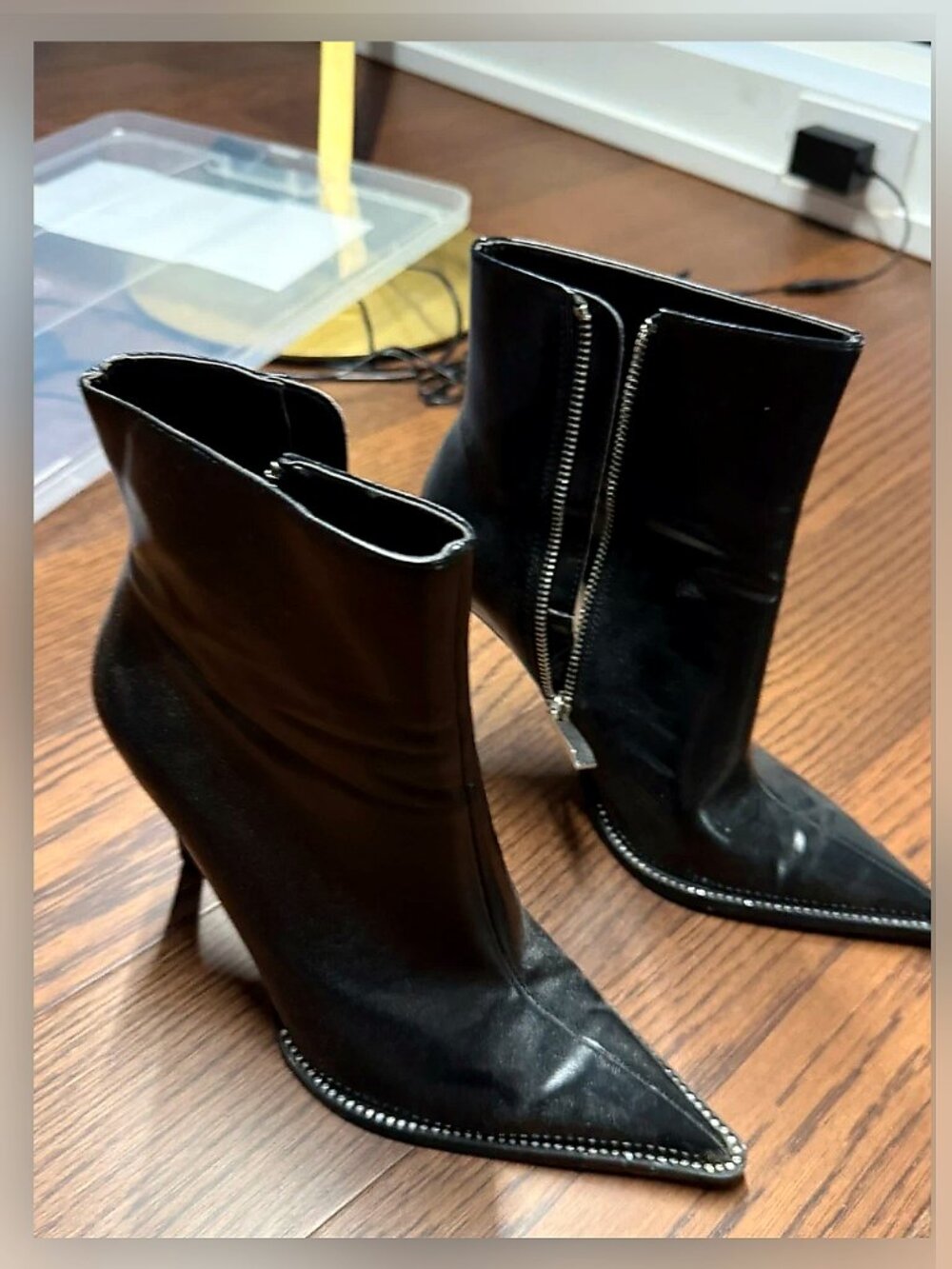 Zara pointed boots with rhinestones